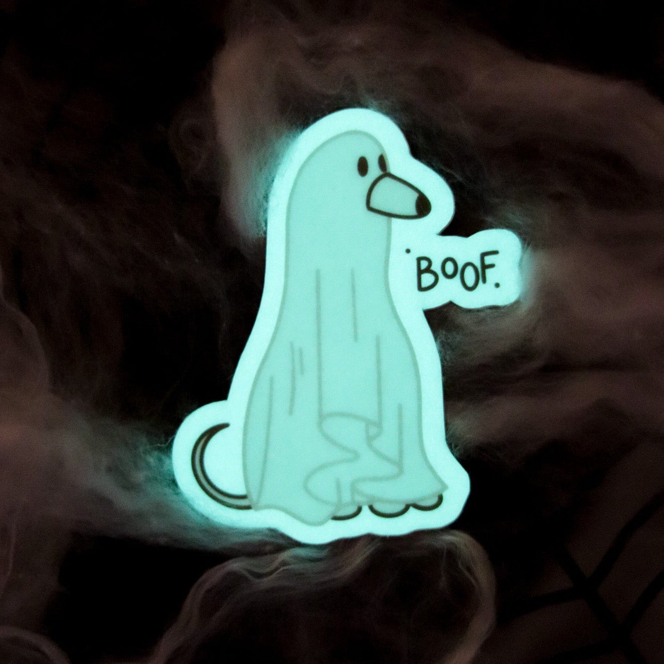 Glow-In-The-Dark BoOf Ghost Dog Sticker